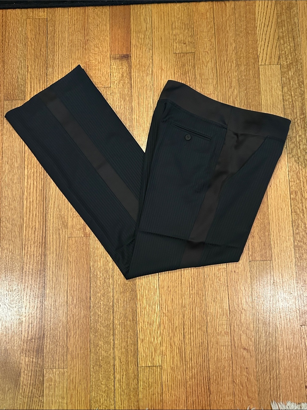 BCBGMaxAzria Black Boot-Cut Flare Tuxedo Stripe Pants Size 8